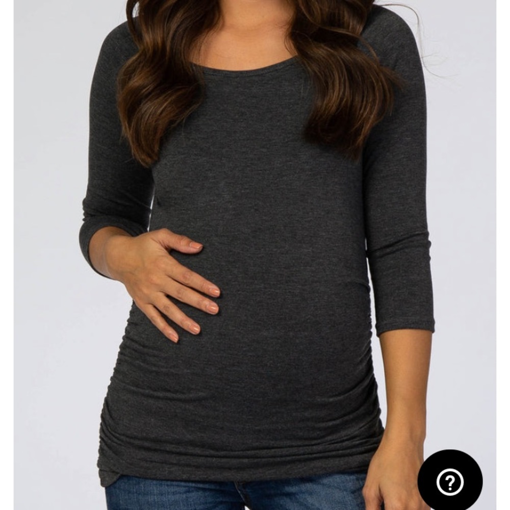 Pink Blush Charcoal Basic Ruched Fitted Maternity Top